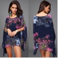 New large size chiffon bat shirt to increase MM elegant chiffon top