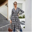 Autumn and winter woolen coat women's plaid brushed coat