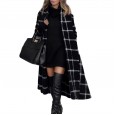 Autumn and winter woolen coat women's plaid brushed coat