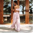 Women's suit beach vacation loose trousers wrapped chest strap top two-piece suit