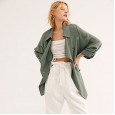 Autumn and winter new solid color short paragraph lapel windbreaker jacket nine-point sleeve fashion women