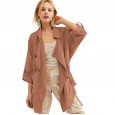 Autumn and winter new solid color short paragraph lapel windbreaker jacket nine-point sleeve fashion women