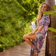 Open-back lace-up hot-sale 3/4 sleeve printed women's dress