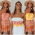 Spring and summer new wind lotus leaf color matching back strap tube top