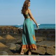 New lotus leaf wave mid-waist swing loose skirt beach vacation casual skirt