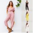 Fashionable women's spring and summer new products hot single-breasted wild nine-point jumpsuit