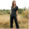 Hot spring and summer hot new products fashion women's single-breasted wild nine-point jumpsuit