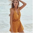 New summer sexy yellow suspenders stitching jumpsuit women