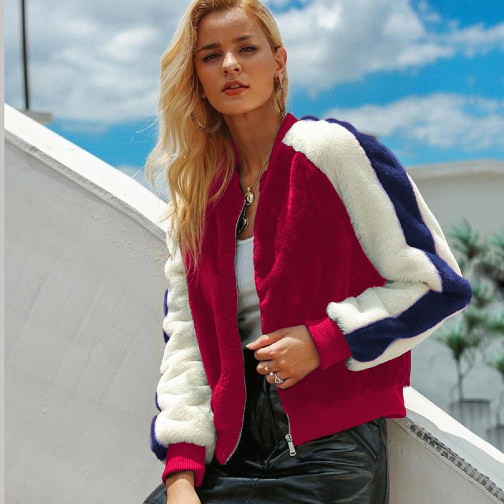 Women's fall / winter imitation lambs wool ladies plush jacket short jacket coat women
