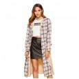 Women's autumn and winter new fashion slim plaid trench coat long-sleeved casual jacket