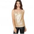 Sexy gold sequins thin sling slim fit wild V-neck sleeveless vest women