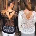 Hot sale women lace stitching lace top T-shirt