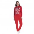 Women's casual suit spring and autumn new women's hooded Christmas element sweater trousers two-piece suit