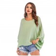 Spring and summer new top solid color bat sleeve T-shirt bottoming shirt