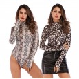 New spring hot sale half turtleneck long sleeve printed ladies jumpsuit