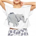 Summer new sweet cute elephant print fashion wild cartoon classic short sleeve t-shirt female