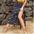Skirt women's mid-length summer new versatile high waist side split exposed thigh bag hip slim skirt