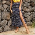 Skirt women's mid-length summer new versatile high waist side split exposed thigh bag hip slim skirt
