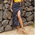 Skirt women's mid-length summer new versatile high waist side split exposed thigh bag hip slim skirt