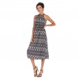 Summer new women's strapless sleeveless round neck printed chiffon dress