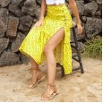 New women's long button bag hip skirt wild high waist side split exposed thigh bag hip slim skirt