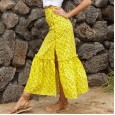 New women's long button bag hip skirt wild high waist side split exposed thigh bag hip slim skirt
