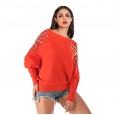 Women's autumn and winter sweaters loose solid color beaded sweater coat