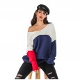 One-shoulder slim-fit long-sleeved sweater pullover solid color wild female bottoming shirt