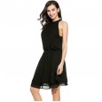 Women's New Waist Chiffon Vest Skirt Women's Off Shoulder Ruffle Dress