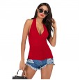 New summer hot knit short camisole female chest cross deep V sexy top