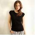 Spring and summer new women's simple backless t-shirt slim short-sleeved solid color bottoming shirt