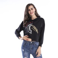 Sweater female spring new personality irregular short hooded sweater casual loose large size T-shirt