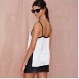 Black and white contrast color V-neck slit suspenders sexy strapless chiffon vest female summer