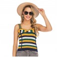 Summer new women's vibrant color matching striped sling knit sweater sleeveless short vest