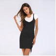 Women's new knitted suspender dress mid-length strappy hip skirt