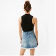 Summer new style hanging neck vest female summer solid color slim short-sleeved shirt T-shirt