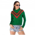 Women's autumn and winter coats, striped loose long-sleeved sweaters, women's knitted pullovers