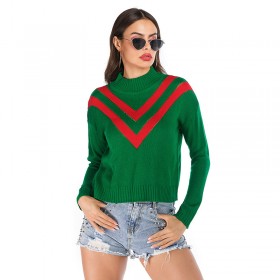 Women's autumn and winter coats, striped loose long-sleeved sweaters, women's knitted pullovers