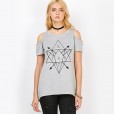 Summer new geometric element sexy strapless women's T-shirt fashion short sleeve top