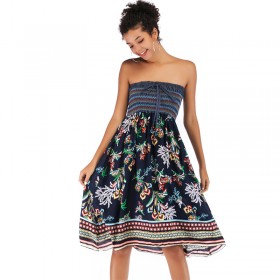 Autumn new women's beach vacation style dress sexy wrap chest skirt