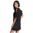 Summer new solid color women's T-shirt mid-length splicing short-sleeved top