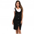 Women's Strap Skirt Button Decoration Mid-length Knit Sling Dress Summer New