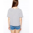 Hot Sale New Navy Style Striped Top Round Neck Short Sleeve XL Women's T-Shirt