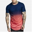 Men Gradient Stitching Crew Neck Short Sleeve T-Shirts - 04 M 