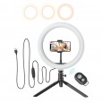 BlitzWolf® BW-SL3 10inch Dimmable LED Ring Light Tripod Stand USB Plug for TikTok Youtube Live Stream Makeup with Phone Clip - Black 