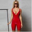 Hot sale women PU leather deep V jumpsuit sexy jumpsuit 8254
