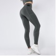 New splicing pocket yoga pants double-sided nylon high elastic tight sports high waist fitness pants women