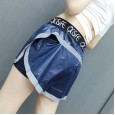Anti-glare sports shorts women loose thin section yoga fitness running outside wearing quick-drying fake two boxing shorts women