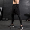 Men's leggings fake two pieces fitness exercise running training leisure elastic quick-drying trousers 7010