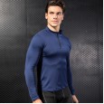 Men's fall / winter sports sweater fitness running training long-sleeved half-zip elastic quick-drying stand-up collar sweater 9004